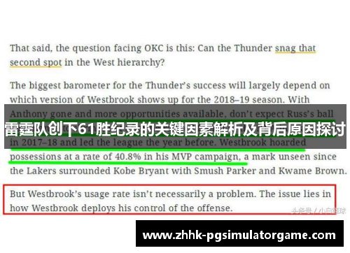 雷霆队创下61胜纪录的关键因素解析及背后原因探讨